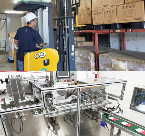 自社工場×潮来物流センターでスムーズな供給体制