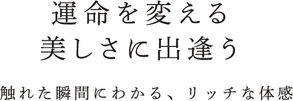 運命を変える 美しさに出逢う 触れた瞬間にわかる、リッチな体感